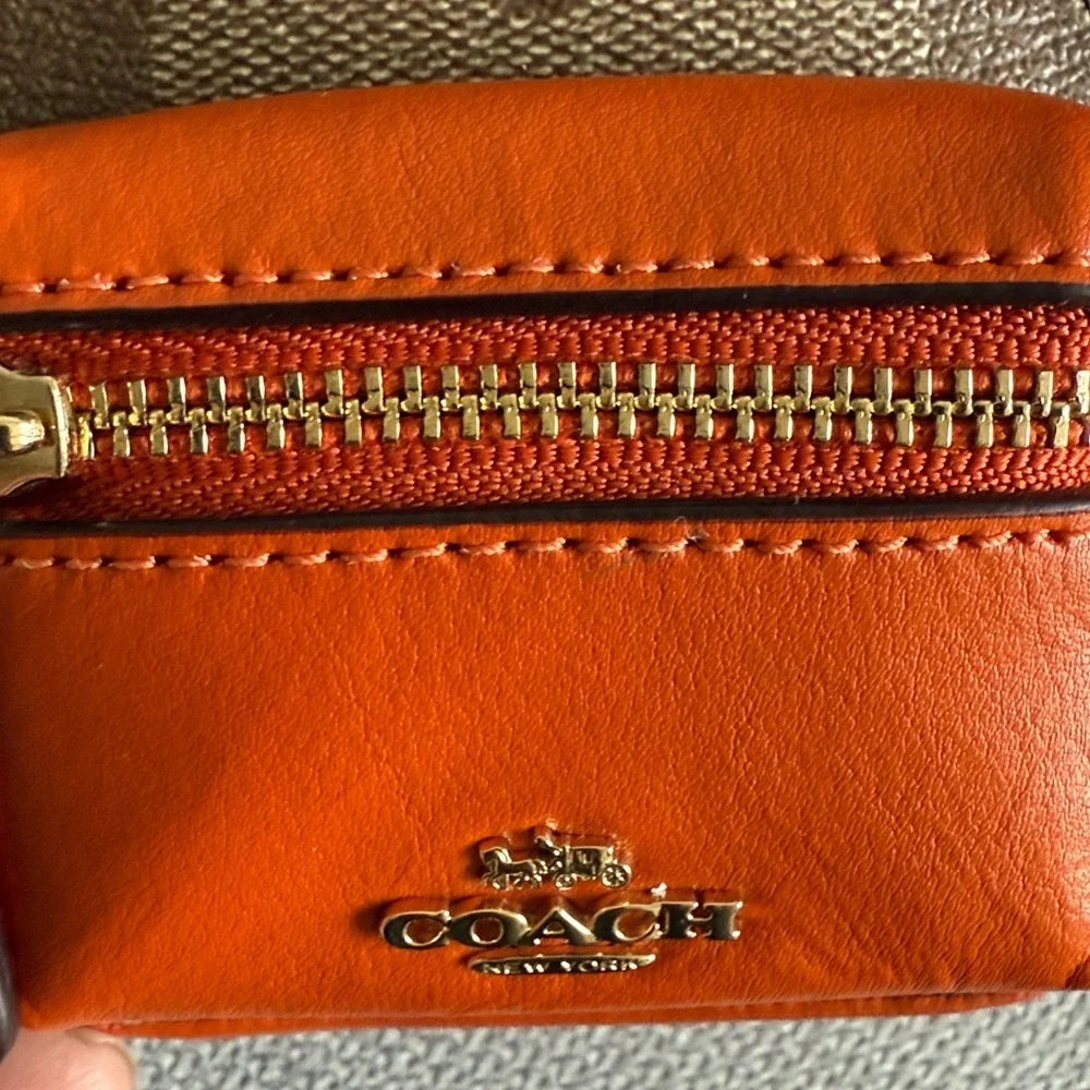 New Coach Mini Court Backpack Bag Charm In Signature Canvas Brown and Orange